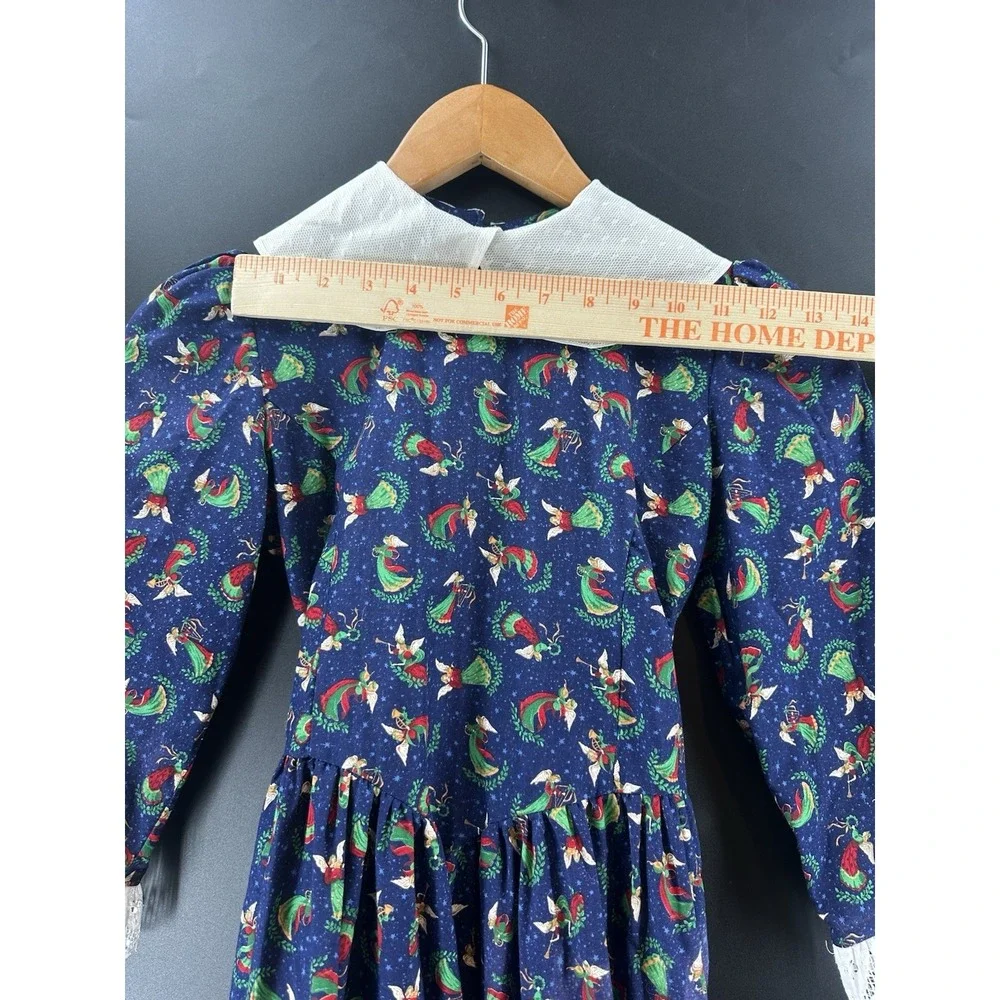 Vintage Handmade Girls Christmas Angel Dress Peter Pan Collar Lace Trim Size 8